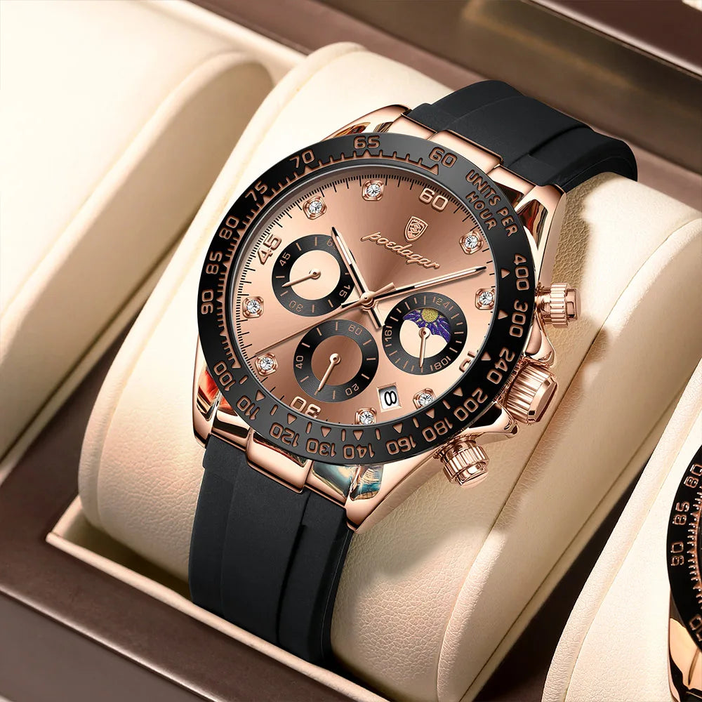 POEDAGAR High Quality Luxury Men Wristwatch Waterproof Luminous Chronograph Date Men's Quartz Watch Outdoor Fashion Man Watches
